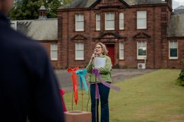 Image from the launch of The Dispersed Memorial Forest in The Crichton & NHS Mountainhall, Dumfries, Scotland, on Saturday, 8 June, 2024.