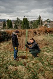 Image from the planting of The Dispersed Memorial Forest in The Crichton & NHS Mountainhall, Dumfries, Scotland.