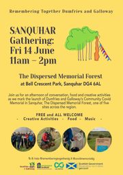 Image from the launch of The Dispersed Memorial Forest at Bell Crecent Park, Sanquhar, on Friday, 14 June, 2024.